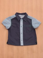 水玉柄半袖シャツ/ネイビー