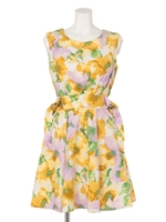 【Auntie Rosa】サイドリボンタッフFlowerワンピース/PNK