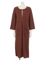 【Omekashi】ノーカラーガウン/キャメル