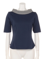 【an another angelus】ギンガムロールカラープルオーバーブラウス/NAVY