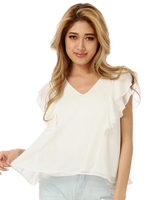 ショルダーフリルシフォントップス/PINK