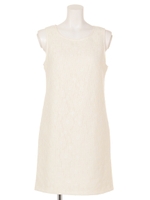 チェック×フラワーレースワンピース/オフホワイト