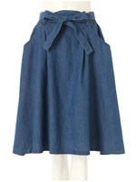 デニムフレアスカート/サックス