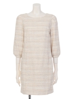 ファンシーツイードサックワンピース/ベージュ