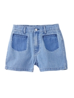 DENIM HIGH-WAIST SHORT PANTS/インディゴ