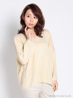 Vネックニット/ベージュ