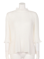 スタンドフリルプリーツブラウス/BLACK