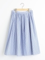 ストライプギャザーミディスカート/ブルー柄