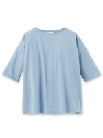 ドロップショルダーコットンTシャツ/ライトブルー(091)
