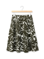 ボタニカル柄ふくれジャカードミモレ丈スカート/サックス(190)