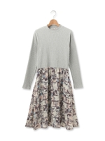 幾何学プリントドッキングワンピース/ネイビー(093)