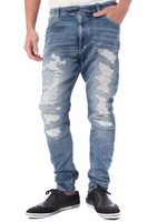 【AZUL by moussy】スキニードビーデニムハードクラッシュパンツ/BLU