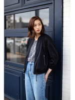 【AZUL by moussy】合繊七分ブルゾン/BLK