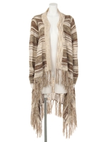 【Lady like】MIXフリンジニットガウン/ブラウン