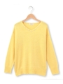 ビジューVネックニット/イエロー(032)