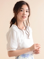 ビジュー袖異素材プルオーバー/柄Ｅ