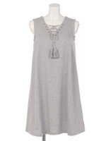 フロントスピンドルカットワンピ/キャメル