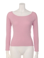 ワイドネックリブニットTOPS/ピンク