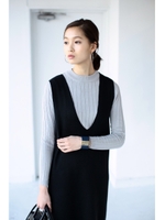 【AZUL by moussy】ミリオンホットワイドリブハイネック プルオーバー/O/WHT