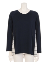 うしろストライプ長袖プルオーバー/グレー