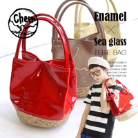 エナメル×シーグラストートバッグ