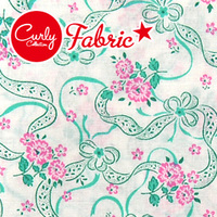 カットクロス1m リボンフラワーファブリック［ホワイト×グリーン］