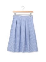 ストライプ柄フレアミディスカート/ネイビー(393)