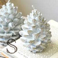 ホワイトウォッシュパインコーンキャンドル[S]