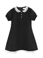 衿刺繍ワンピース/ブラック