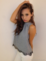 裾レースホルタ―ネックトップス/ピンク