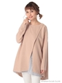 ・前あきカットソーシャツドッキングチュニック/Beige