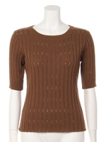 アイレットリブニット/茶