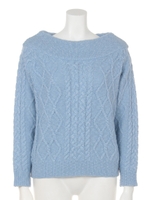 ケーブルヘンケイハイネックプルオーバー/サックス