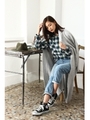 【WEB限定SALE 9/16 18:00?9/26 10:00】【AZUL by moussy】モヘア入り起毛長袖ショールガウン/柄BRN