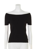 オフショルダーワイドリブプルオーバー/ブラウン