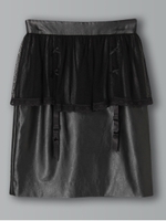 ガーターレザーミニスカート/ブラック