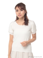 サイドレースリボン半袖ニットP/O　2/シロ