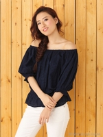 パフ レース トップス/O/WHT