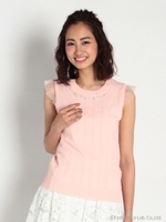 フラワービジューリブノースリニット　2/シロ