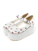 小花柄サテンシューズ/ブラック