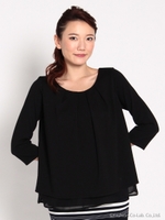 2段フリルカットソー/ブラック