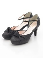 ツイストリボンパンプス/ブラック