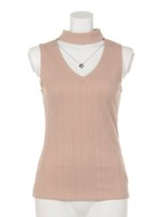 トライアングルカットボトルネックTOP/ホワイト