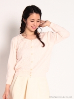 フロントレース上品カーデ/ネイビー