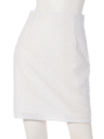 カットワークフラワーミニスカート/ホワイト