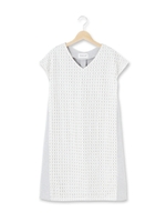 スクエアレース切り替えワンピース/カーキ(027)