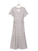 花柄ロングワンピ/ネイビー