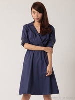 【カタログ掲載】ぬき襟シャツワンピ/イエロー