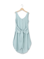 ウエストリボンワンピース/サックス(090)