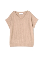 カットリブワイド半袖カットソー/ベージュ(040)